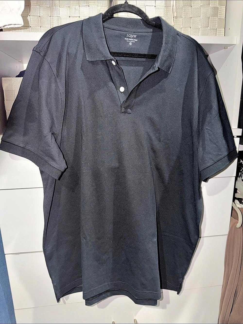 J.Crew Flex Piqué Polo Men's Black Polo XL